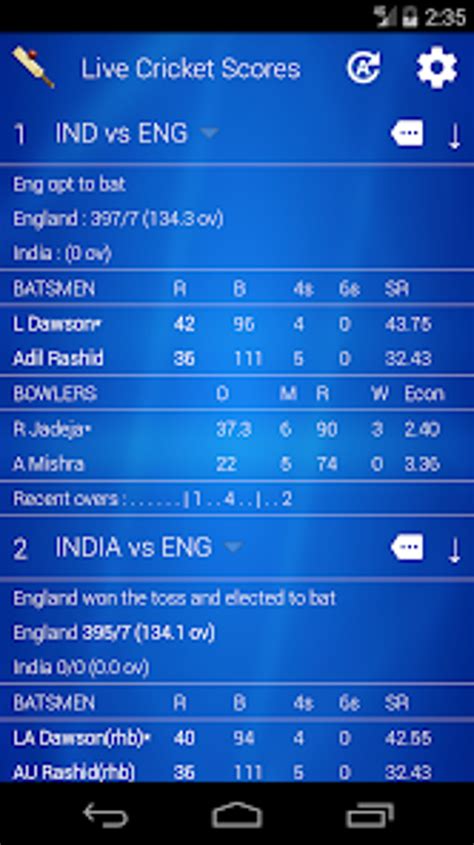 live cricket score auto refresh.